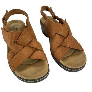 Clarks Merliah Echo Heeled Sandal Women Size 7M Brown Ultimate Comfort Slingback